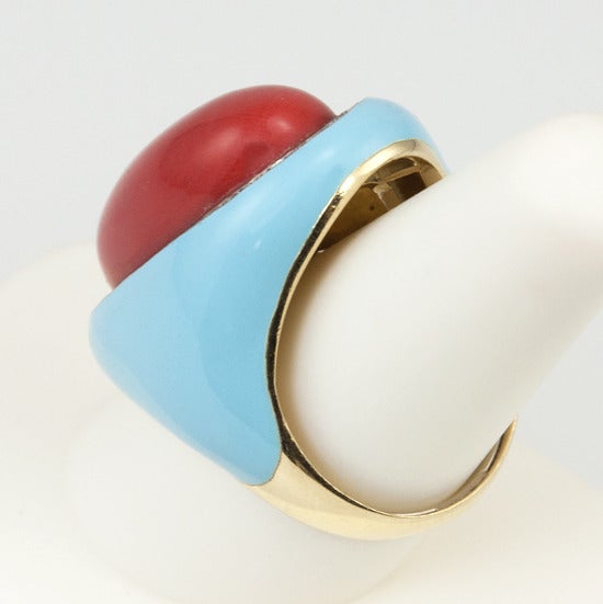 Ring aus Koralle und Emaille von Casato 1