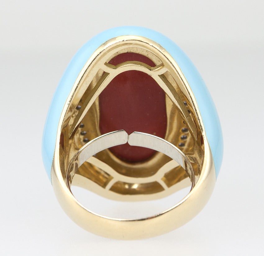 Ring aus Koralle und Emaille von Casato 3