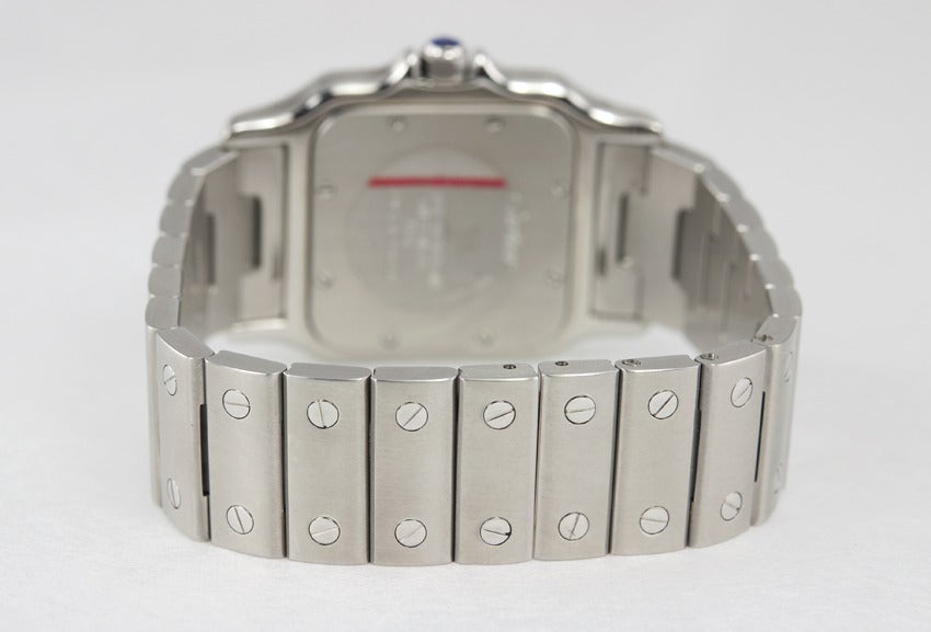 Cartier Stainless Steel Man's Santos Wristwatch with Date circa 2000s 6