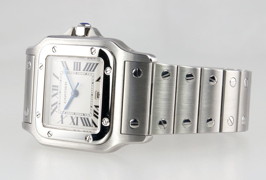 Cartier Stainless Steel Man's Santos Wristwatch with Date circa 2000s 1