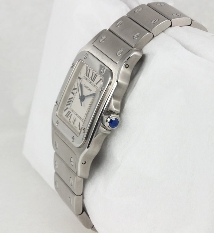 Cartier Stainless Steel Man's Santos Wristwatch with Date circa 2000s 3