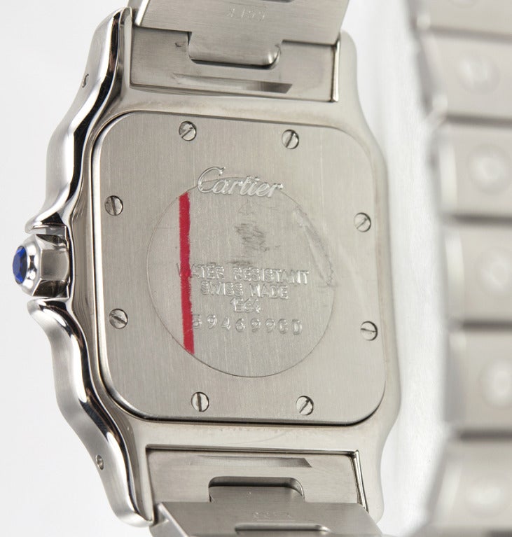 Cartier Stainless Steel Man's Santos Wristwatch with Date circa 2000s 4