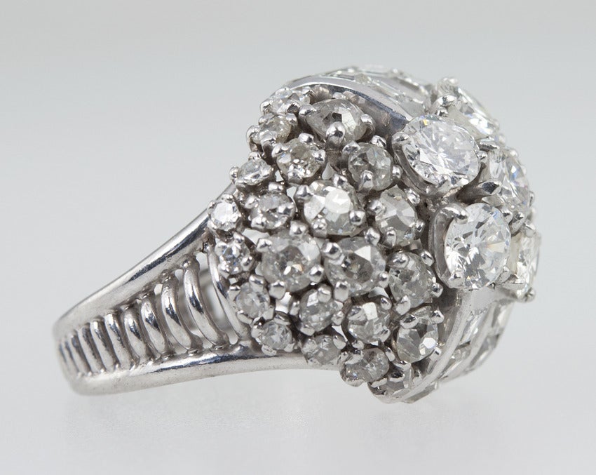 Diamond Platinum Dome Ring For Sale 1