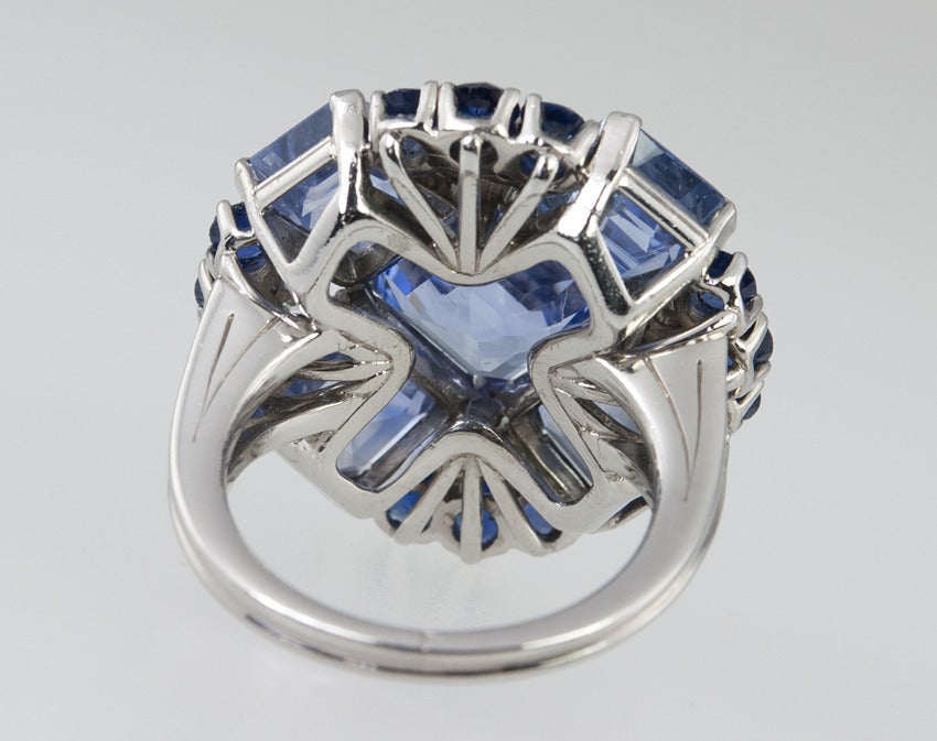 Oscar Heyman Natural Sapphire and Diamond Platinum Ring, circa 1950 For Sale 5