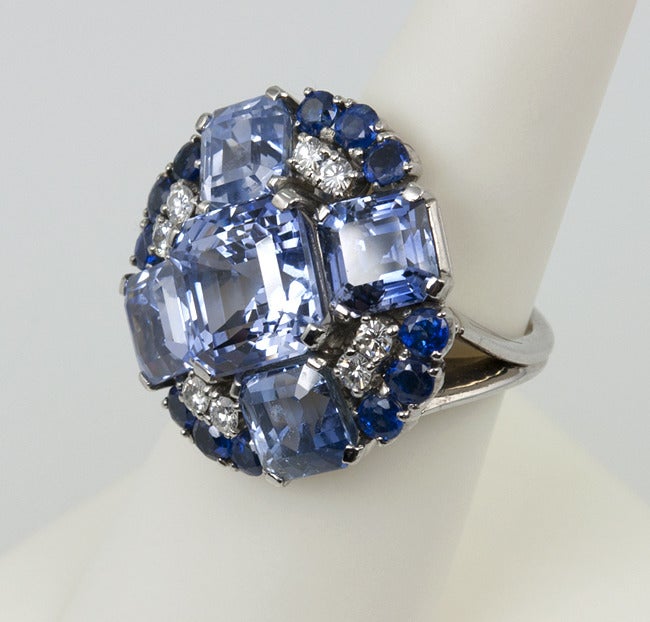 Oscar Heyman Natural Sapphire and Diamond Platinum Ring, circa 1950 For Sale 2