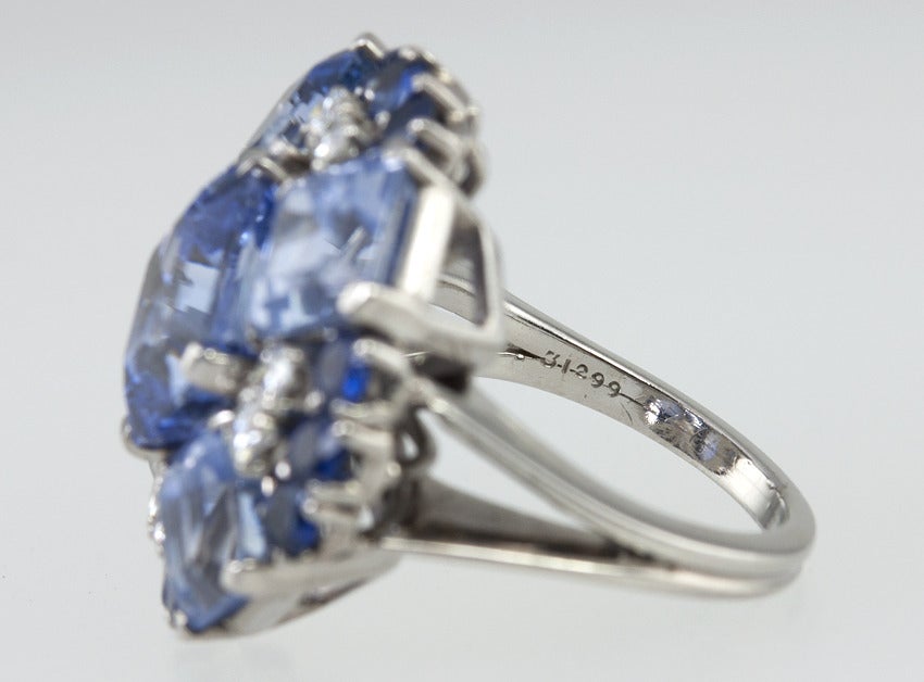 Oscar Heyman Natural Sapphire and Diamond Platinum Ring, circa 1950 For Sale 4
