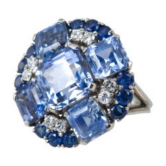 Oscar Heyman Natural Sapphire and Diamond Platinum Ring, circa 1950