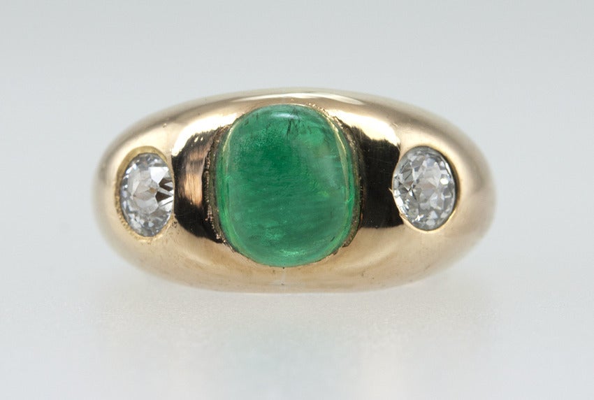 Women's or Men's Victorian Emerald and Diamond Ring