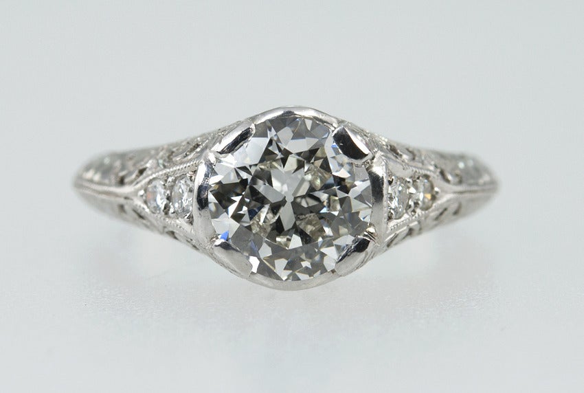 Old European Cut 1.51 Carat Old European Diamond Engagement Ring For Sale