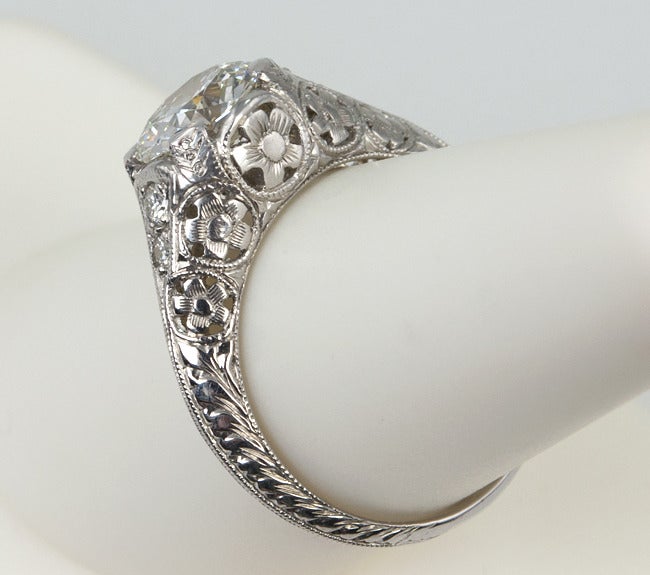 Women's 1.51 Carat Old European Diamond Engagement Ring For Sale