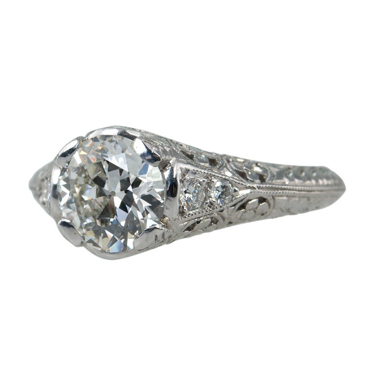 1.51 Carat Old European Diamond Engagement Ring For Sale