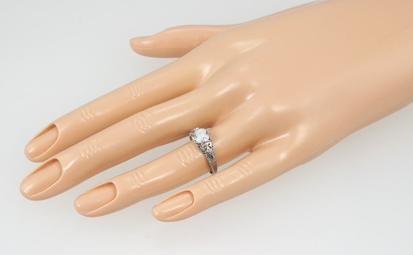 Victorian Diamond Platinum Filigree Ring For Sale