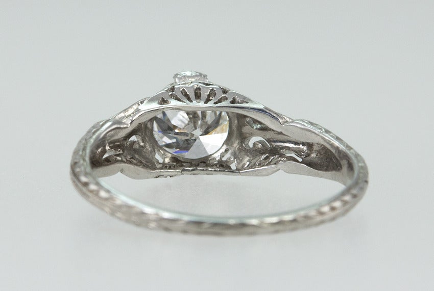Diamond Platinum Filigree Ring For Sale 3