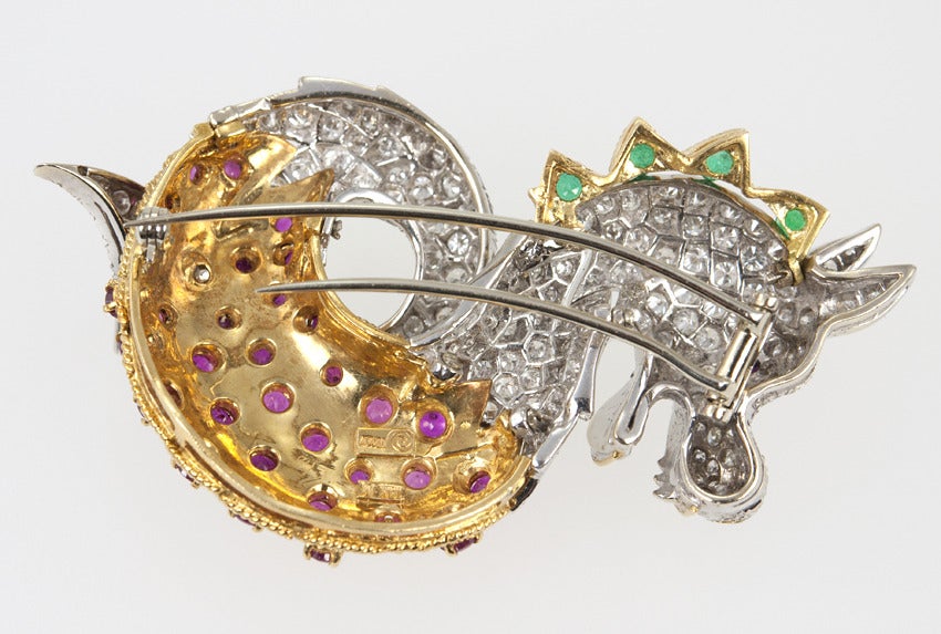 Dragon Brooch with Rubies and Diamonds For Sale 6