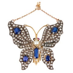 Victorian Sapphire and Diamond Butterfly Necklace Victorian Sapphire and Diamond Butterfly Necklace
