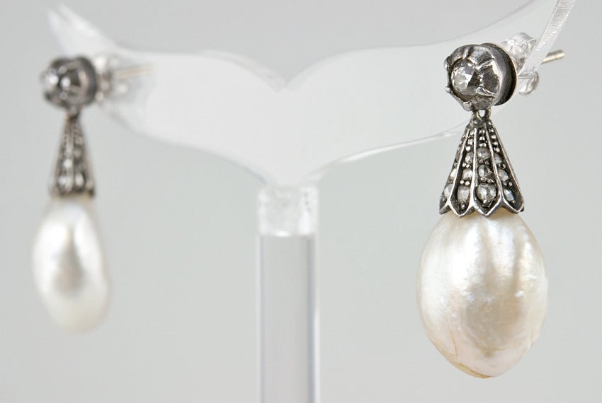 Baroque Pearl Diamond Earrings 1