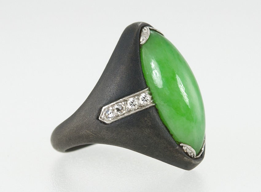 MARSH Jade Diamond Ring in Steel In Good Condition In Los Angeles, CA