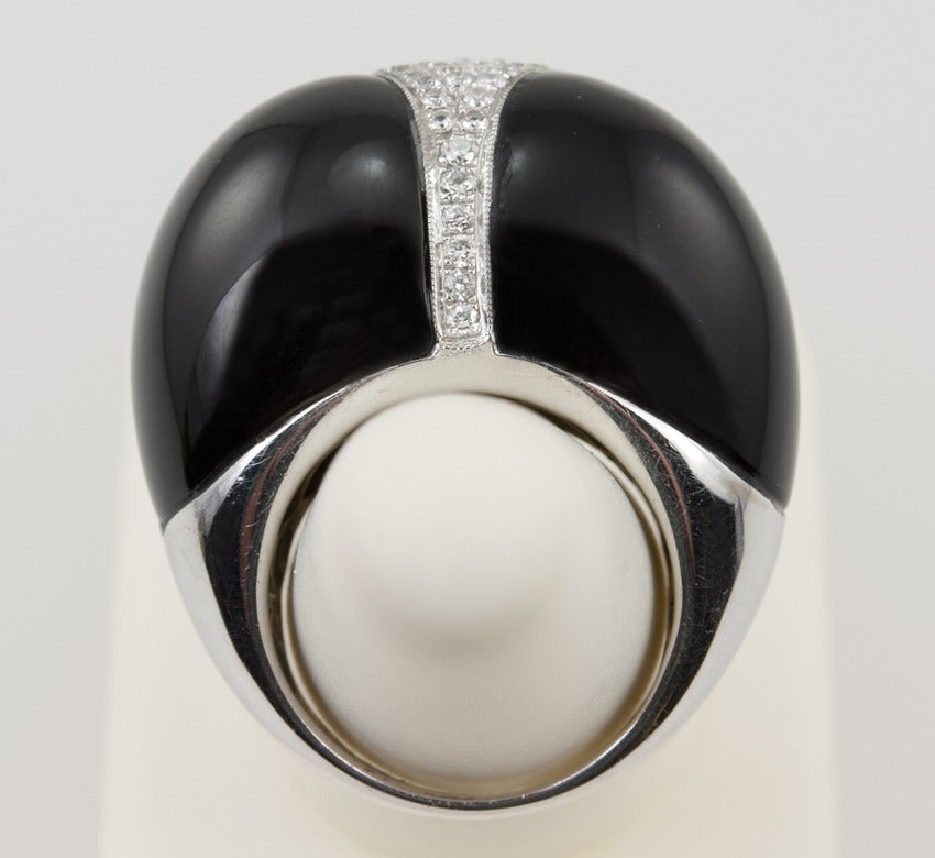 Black Jade and Diamond Dome Ring For Sale 5