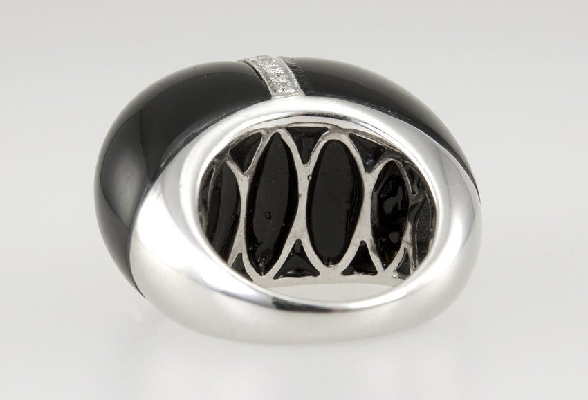 Black Jade and Diamond Dome Ring For Sale 2