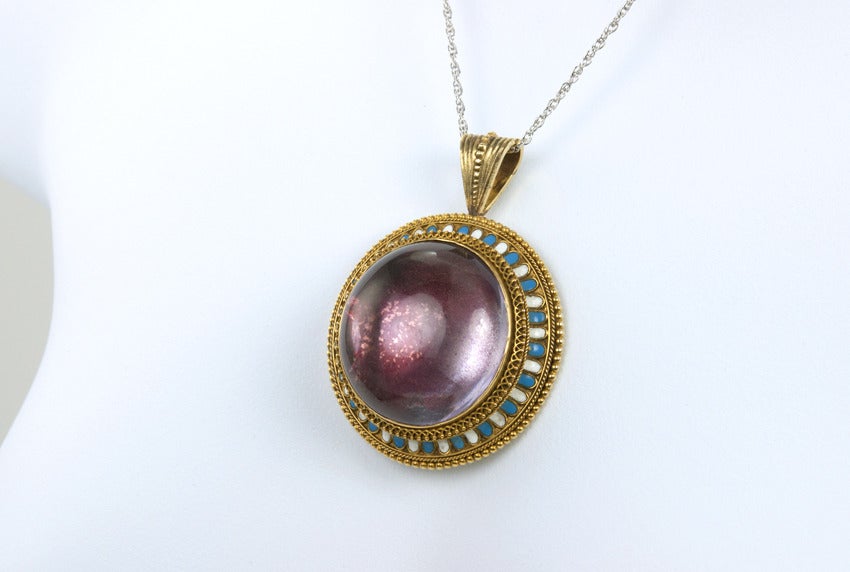 Etruscan Revival Pendant with Enamel In Excellent Condition For Sale In Los Angeles, CA