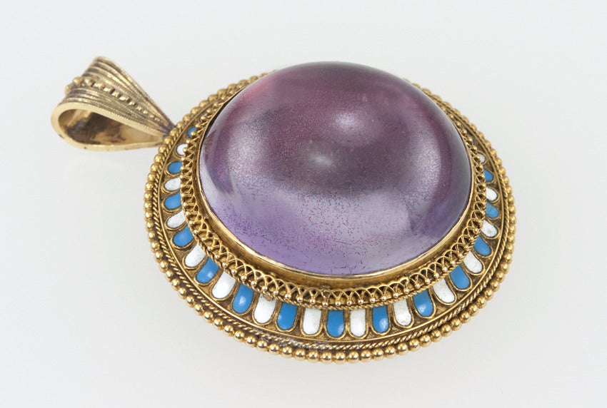 Etruscan Revival Pendant with Enamel For Sale 1