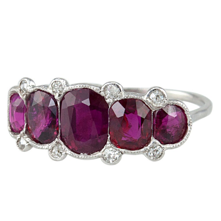 Classic Five Ruby Edwardian Ring For Sale