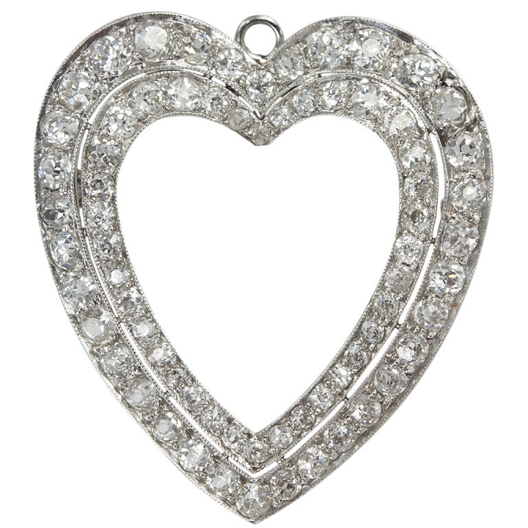 Double Row Diamond Heart For Sale