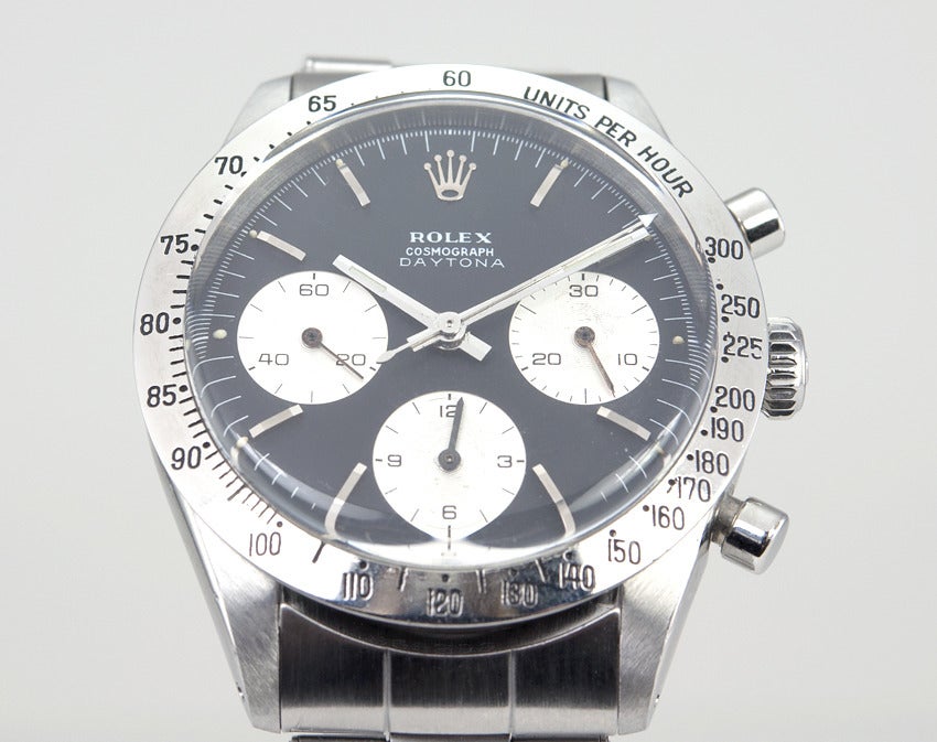 Rolex Stainless Steel Daytona Chronograph Wristwatch Ref 6239 circa 1968
