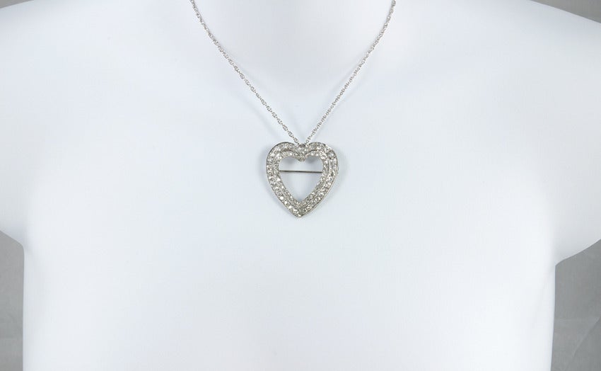 Edwardian Double Row Diamond Heart For Sale