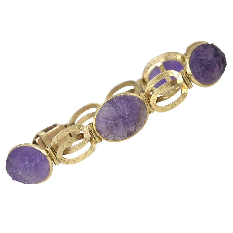 Carved Amethyst Victorian Bracelet