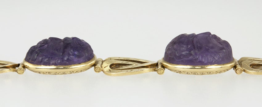 Women's Carved Amethyst Victorian Bracelet