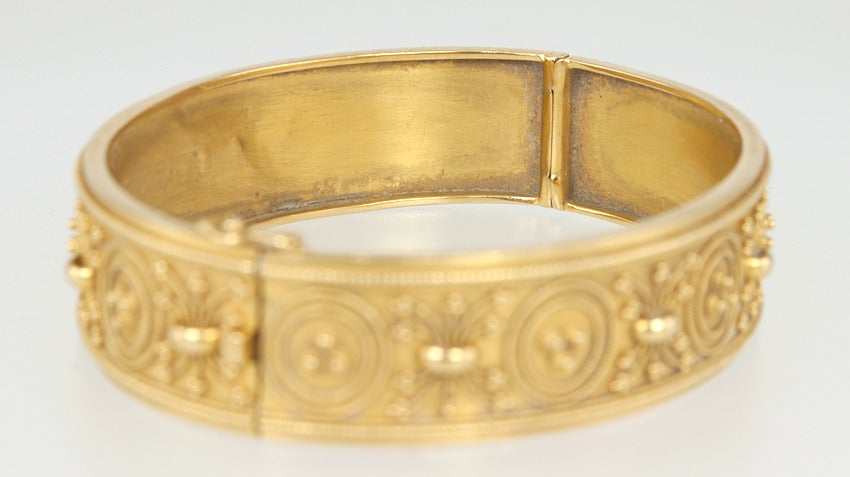 Etruscan Revival Bangle Bracelet For Sale 6