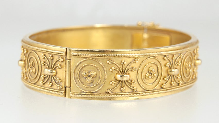 Women's Etruscan Revival Bangle Bracelet For Sale