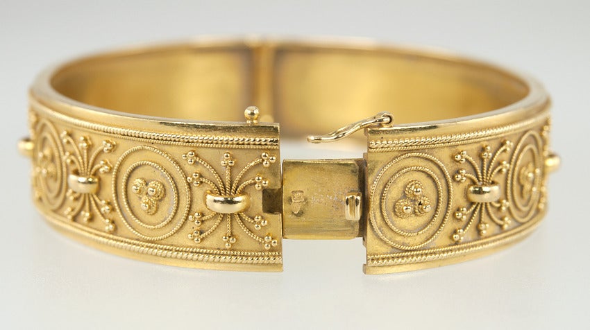 Etruscan Revival Bangle Bracelet For Sale 1