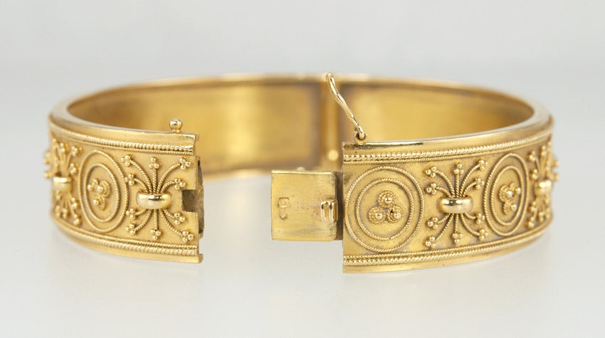 Etruscan Revival Bangle Bracelet For Sale 2