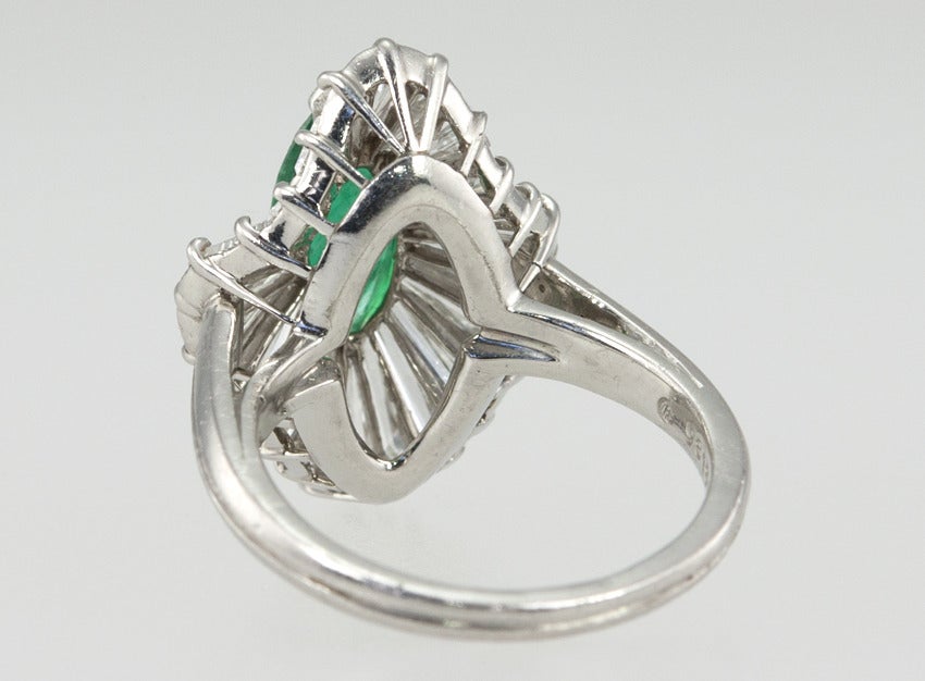 Oscar Heyman Emerald and Diamond Platinum Ballerina Ring For Sale 3