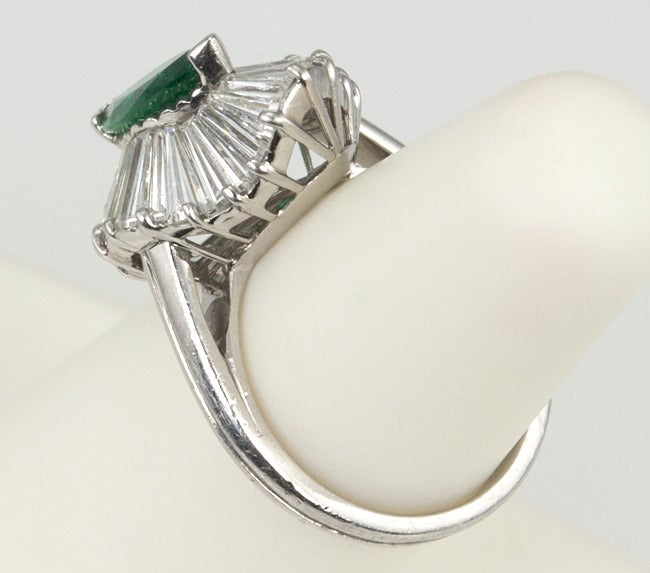 Oscar Heyman Emerald and Diamond Platinum Ballerina Ring For Sale 4