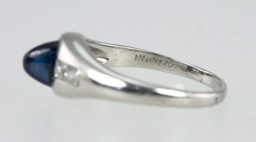 Art Deco Cabochon Sapphire Ring For Sale 5