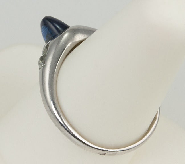 Art Deco Cabochon Sapphire Ring For Sale 2