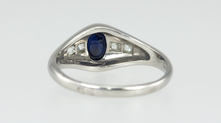 Art Deco Cabochon Sapphire Ring For Sale 4