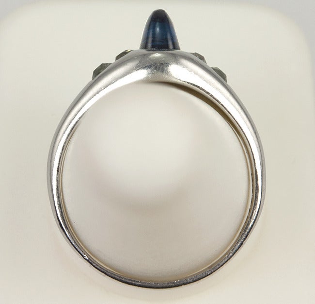 Art Deco Cabochon Sapphire Ring For Sale 3