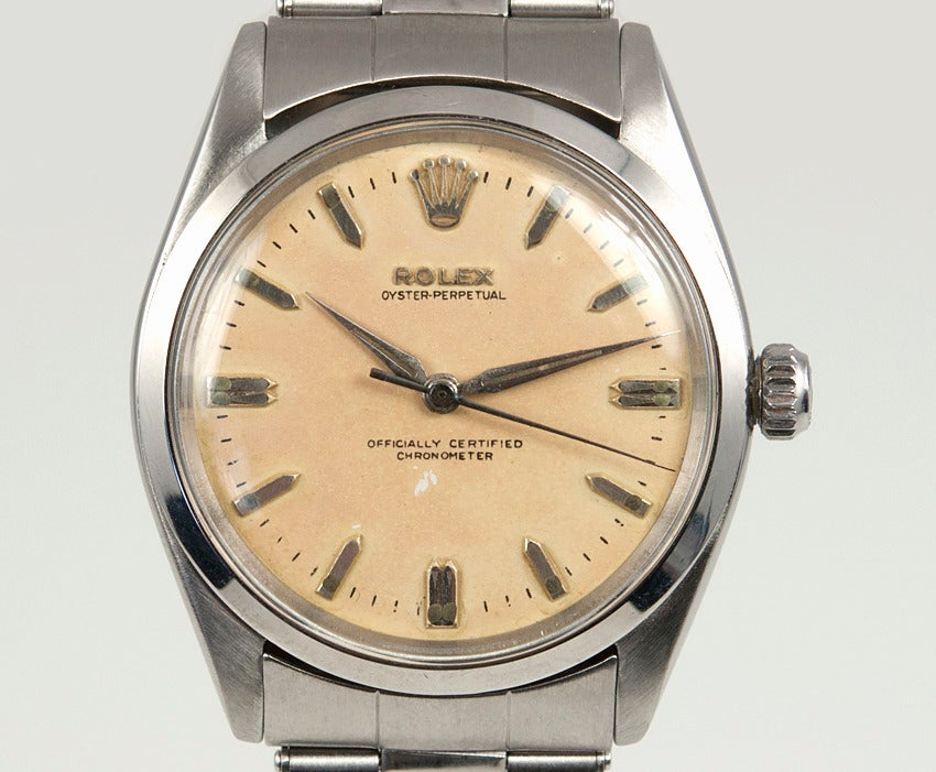 Women's or Men's Rolex Stainless Steel Oyster Perpetual Wristwatch circa 1958