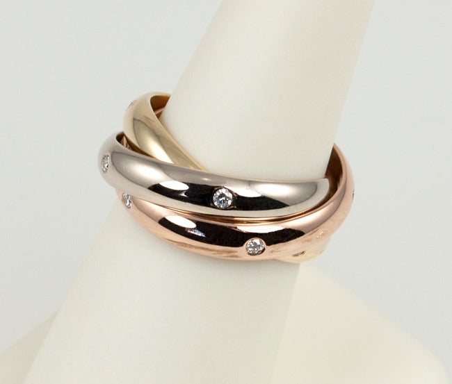 Women's Cartier Trinity Ring with 15 Diamonds Size 52
