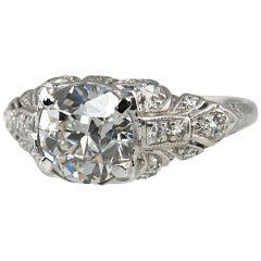 1.56 Carat Platinum Art Deco Engagement Ring