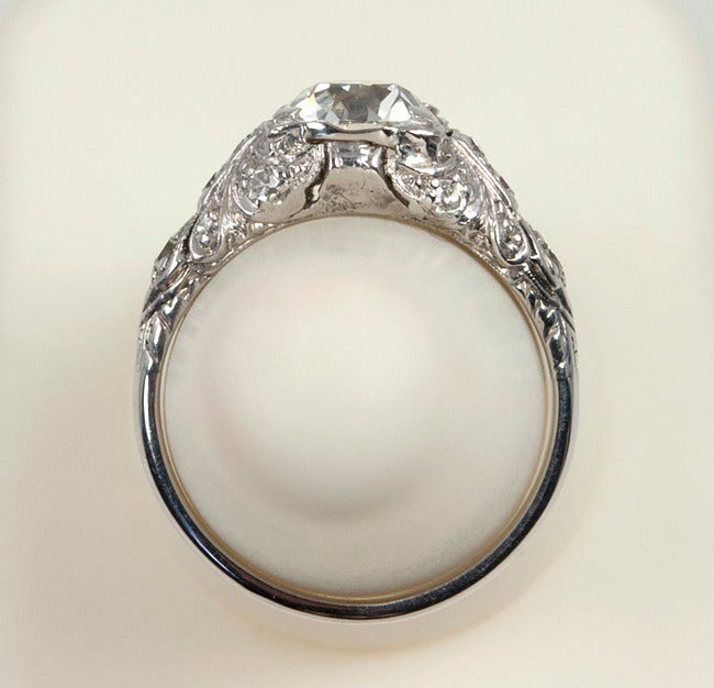 1.56 Carat Platinum Art Deco Engagement Ring For Sale 6
