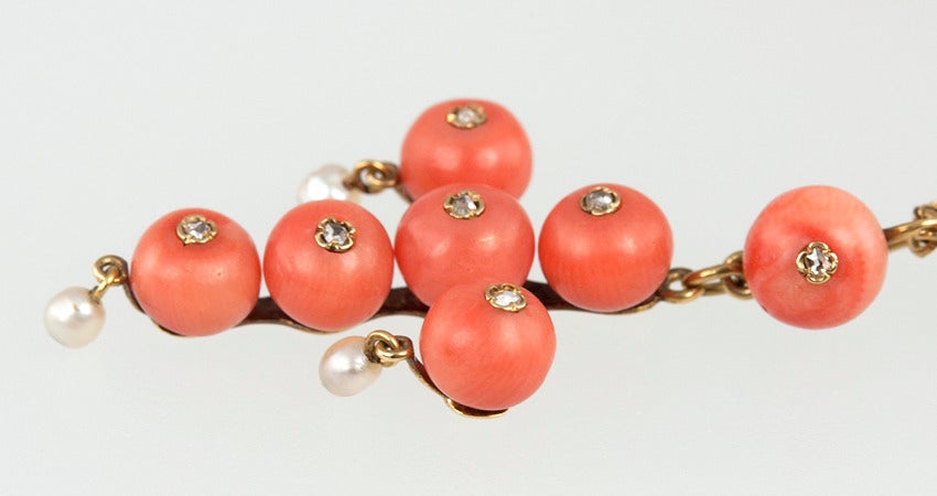 Victorian Coral Bead Necklace For Sale 1