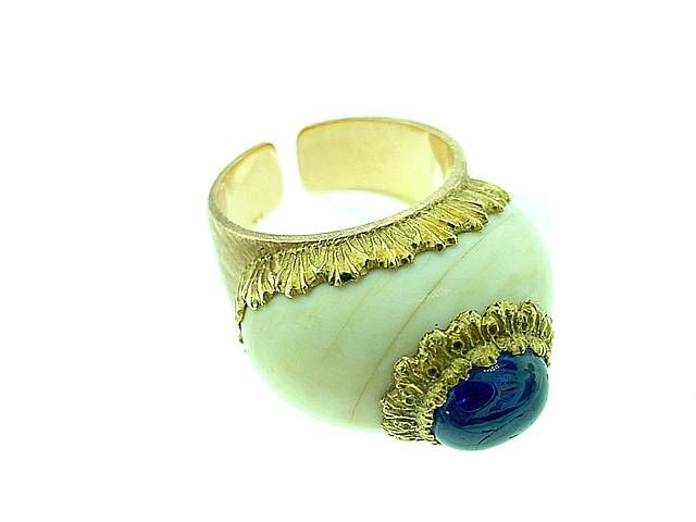BUCCELLATI  Ivory  Sapphire  Earrings  &  Ring  Set 1