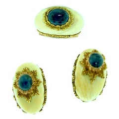BUCCELLATI  Ivory  Sapphire  Earrings  &  Ring  Set