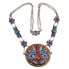 GUCCI Rare Enamel and Sterling 1960s Necklace