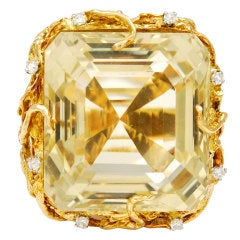 1960s Huge Citrine Diamond Ring